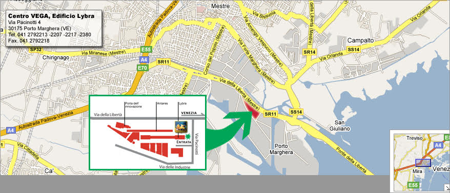 mappa di accesso al vega